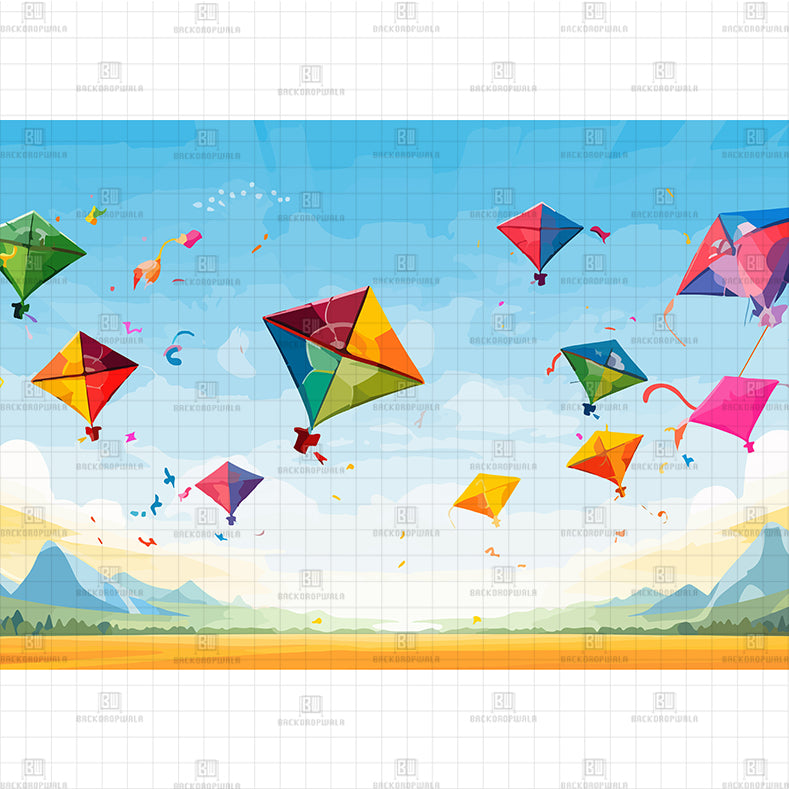 Mountain Kite Festival Printed Baby Backdrop