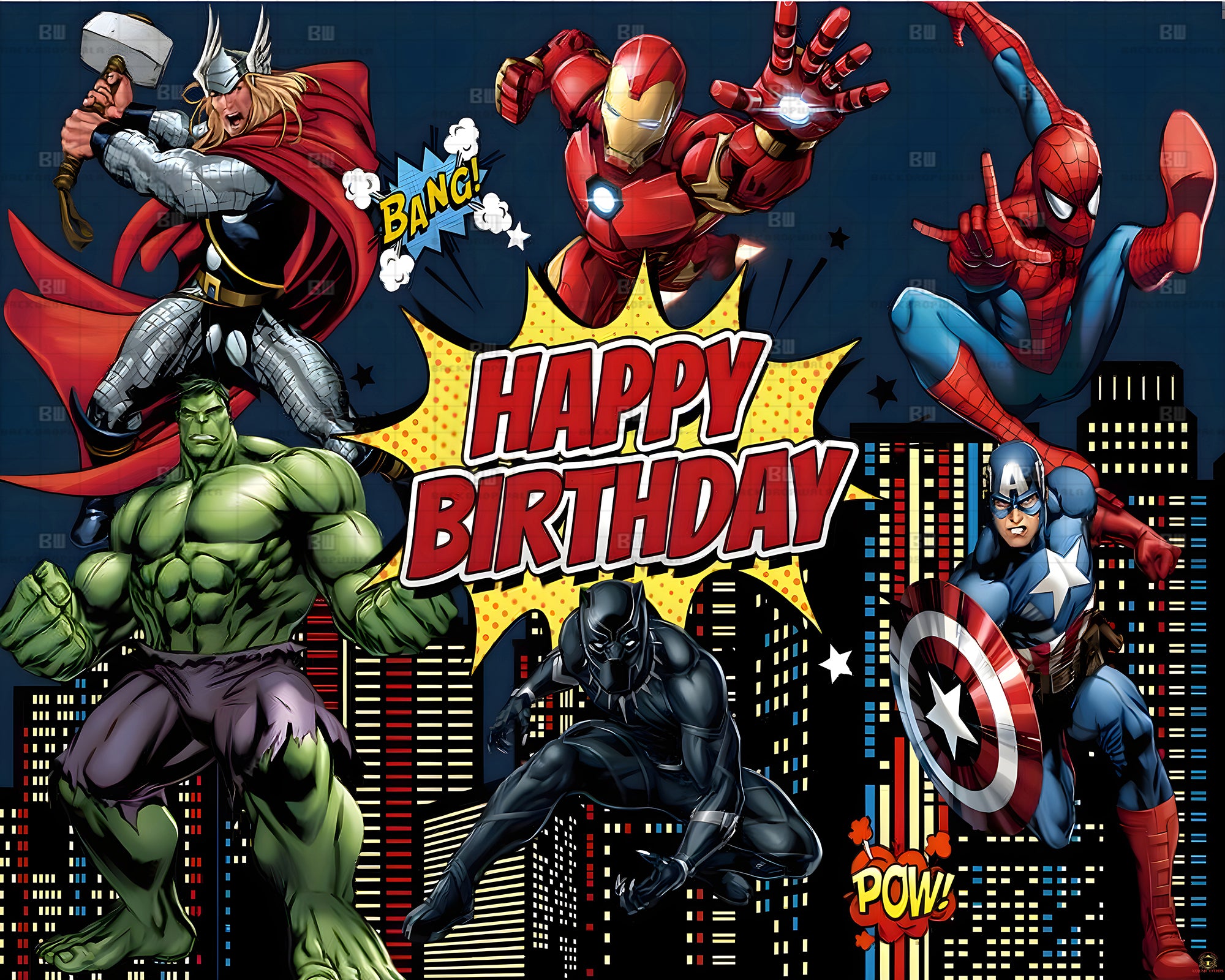 The Avengers Birthday Theme Event Backdrop