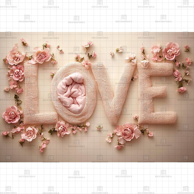 Foral LOVE Arrangement backdrop Printed Born Baby Backdrop