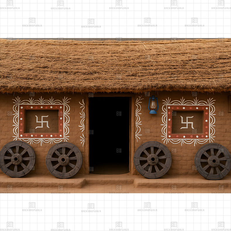 Ancient Village House Printed Baby Backdrop