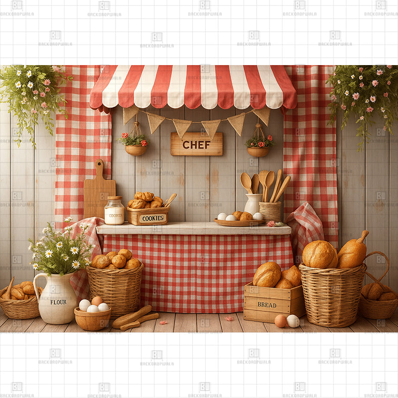 Neon Pizza Cafe Printed Baby Backdrop