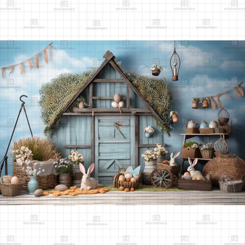 Rustik Cottage Easter Printed Baby Backdrop
