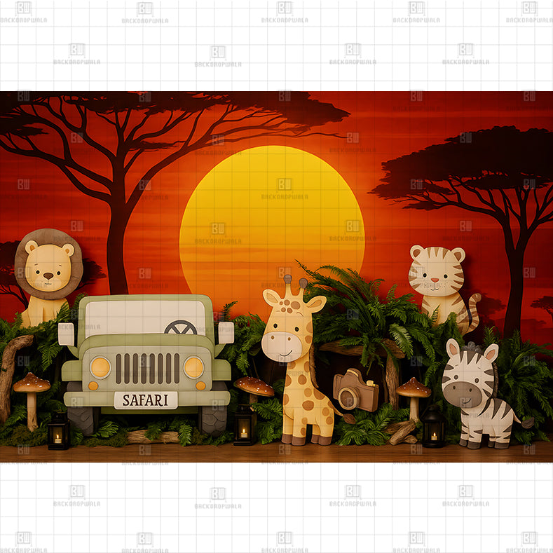 Safari Sunset Printed Baby Backdrop