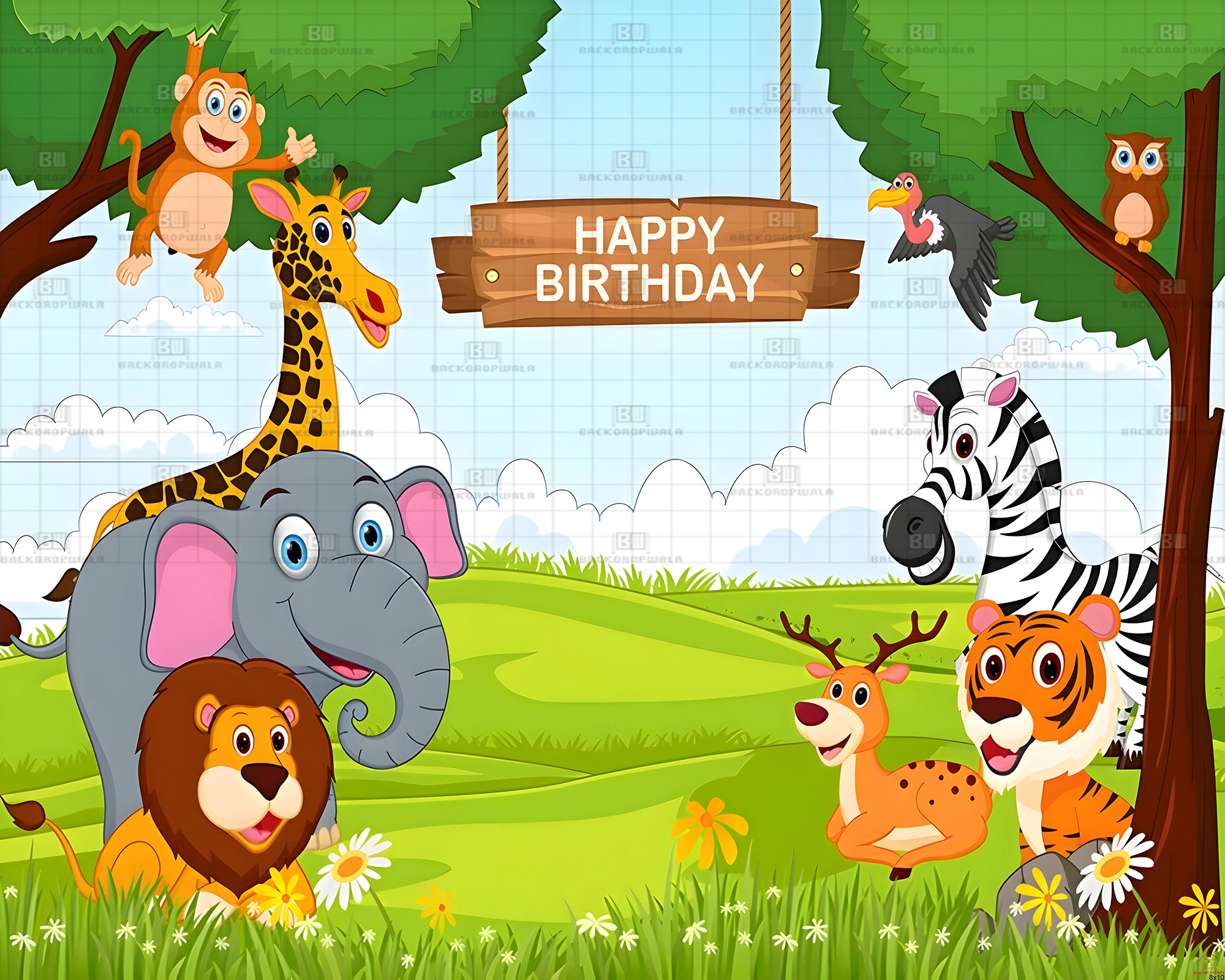 Welcome to The Jungle Birthday Theme Event Backdrop