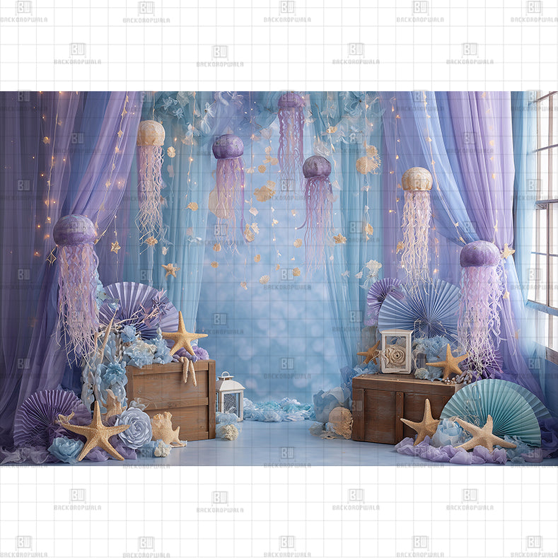 Happy Ocean Friends printed Baby Backdrop