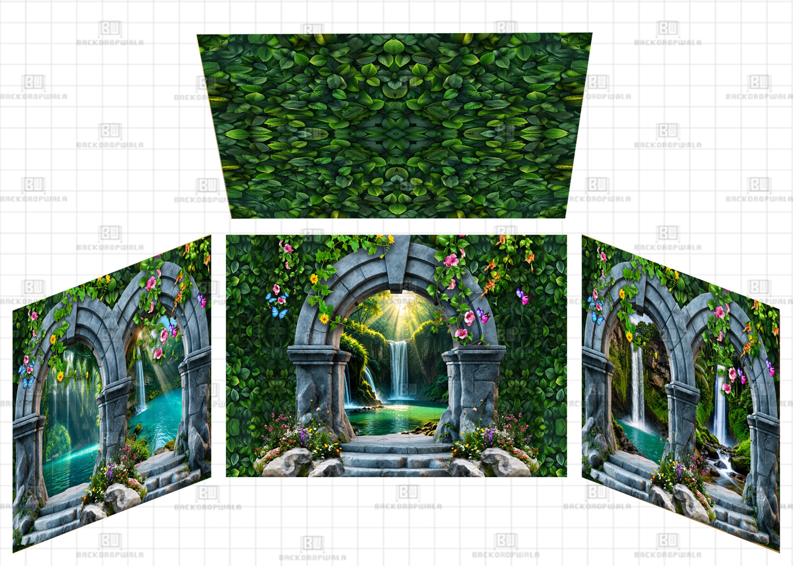 Portal of Eternal Nature Theme Ganesh Pandal Backdrop