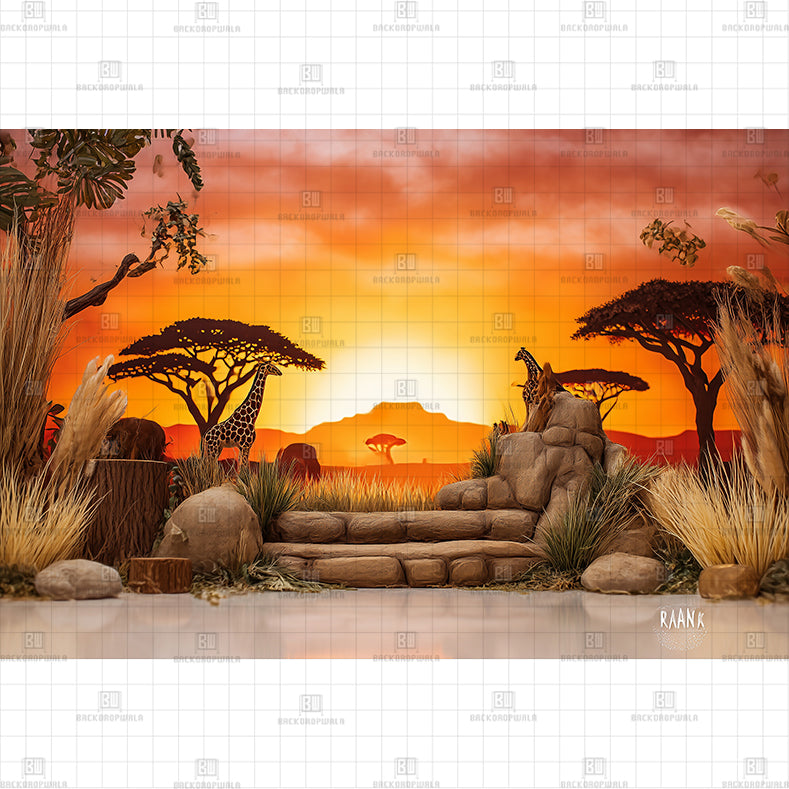 Safari Sunset Printed Baby Backdrop
