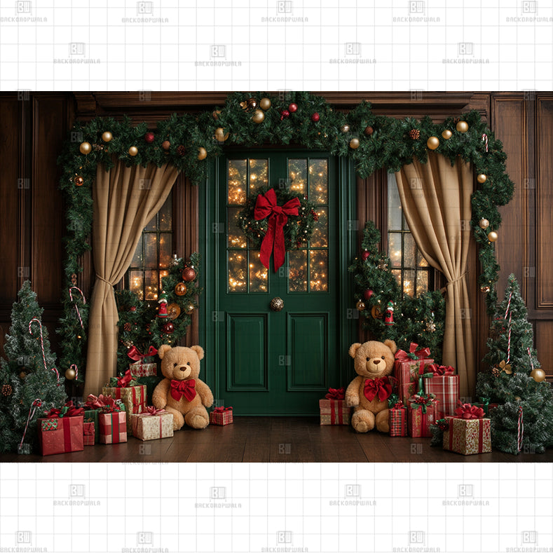 Forest Green Christmas Printed Baby Backdrop