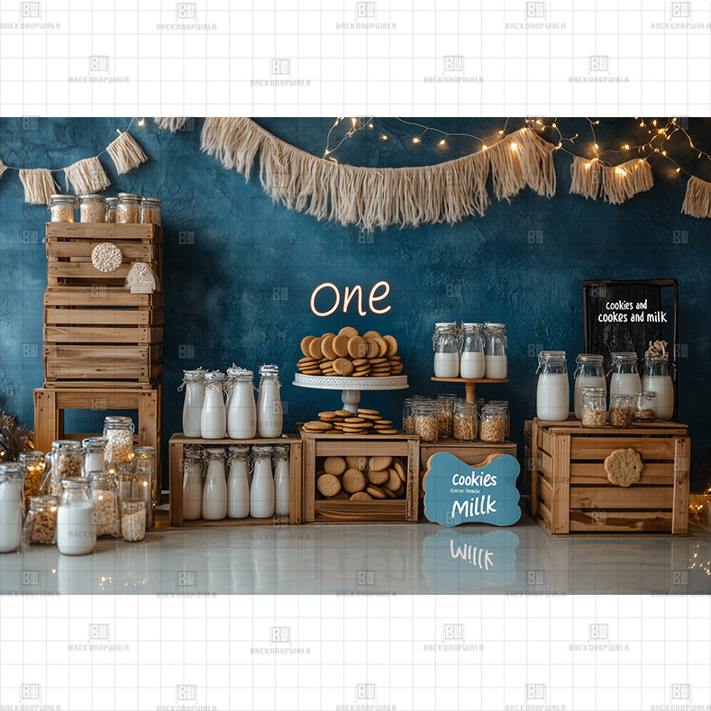 Cookies and Milk Bar Printed Baby Backdrop