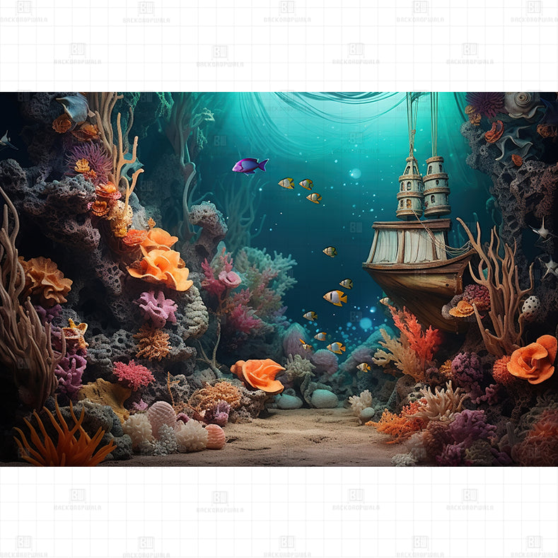 Sunken Shipwrek printed Baby Backdrop