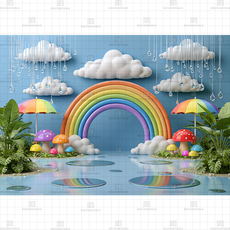 Dreamy Rainy Day Garden Printed Baby Backdrop