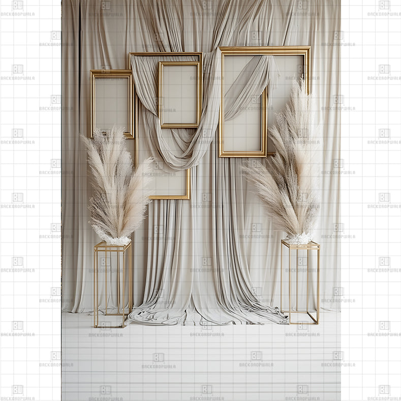 Pattern For Frame Backdrop Golden Frame Gallery Backdrop Printed Maternity Backdrop – Backdropwala
