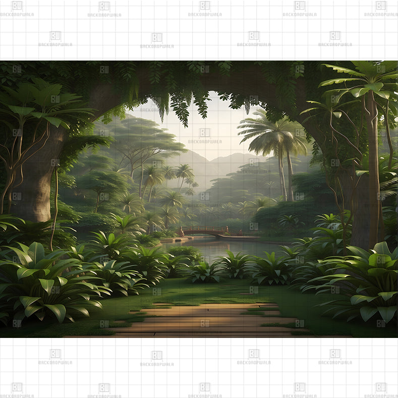 Palm Forest Retreat Printed Baby Backdrop