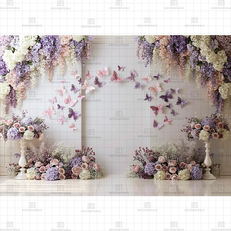 Pastel Butterfly Printed Baby Backdrop