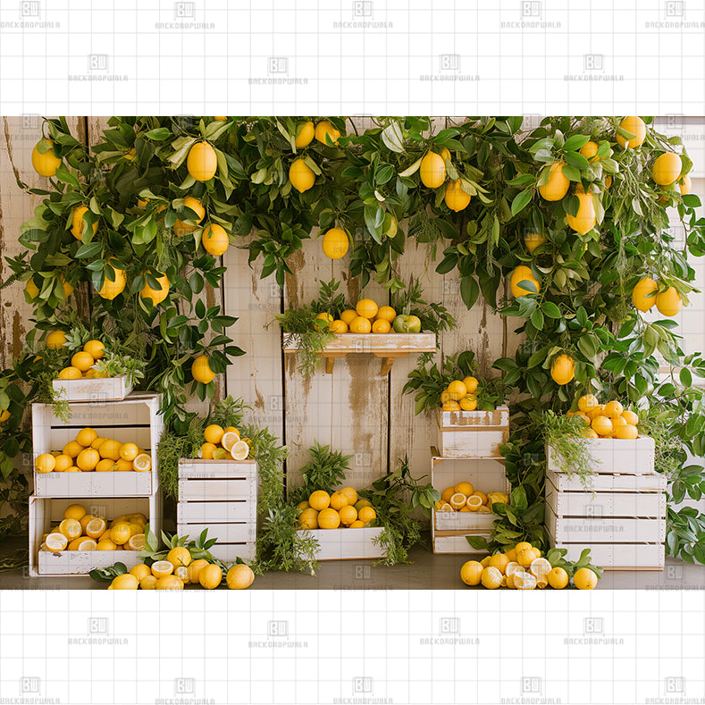Lemon Greenery Wall Printed Baby Backdrop