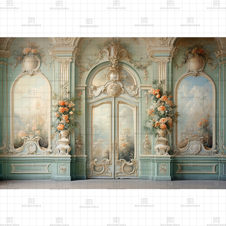 Vintage Palace Door backdrop Printed Baby Backdrop