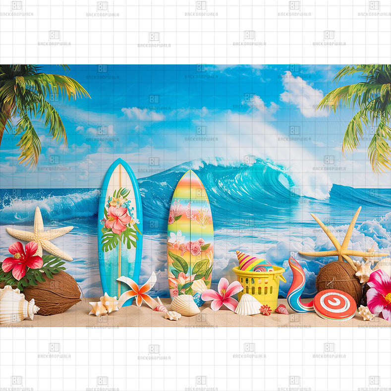 Ocean Wave Haven Setup Printed Baby Backdrop