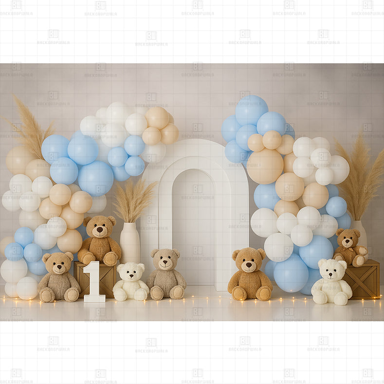 Teddy Bear bash Printed Baby Backdrop
