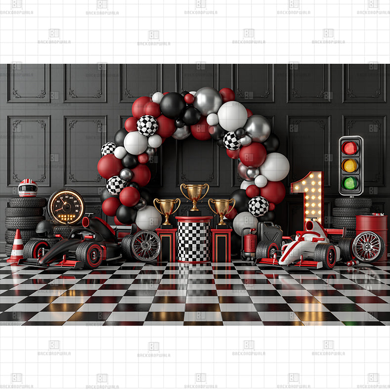 Racing Champion's Victory Podium Printed Baby Backdrop