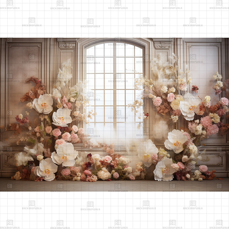 Floral Window Printed Baby Backdrop