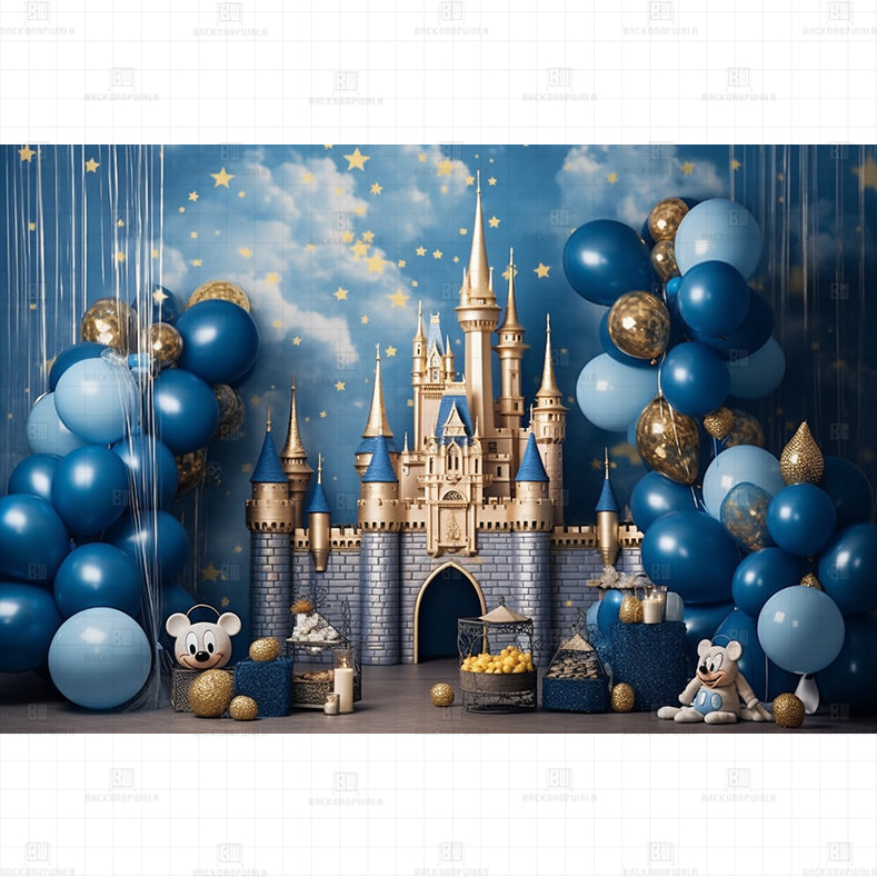 Blue Royal Castle Printed Baby Backdrop