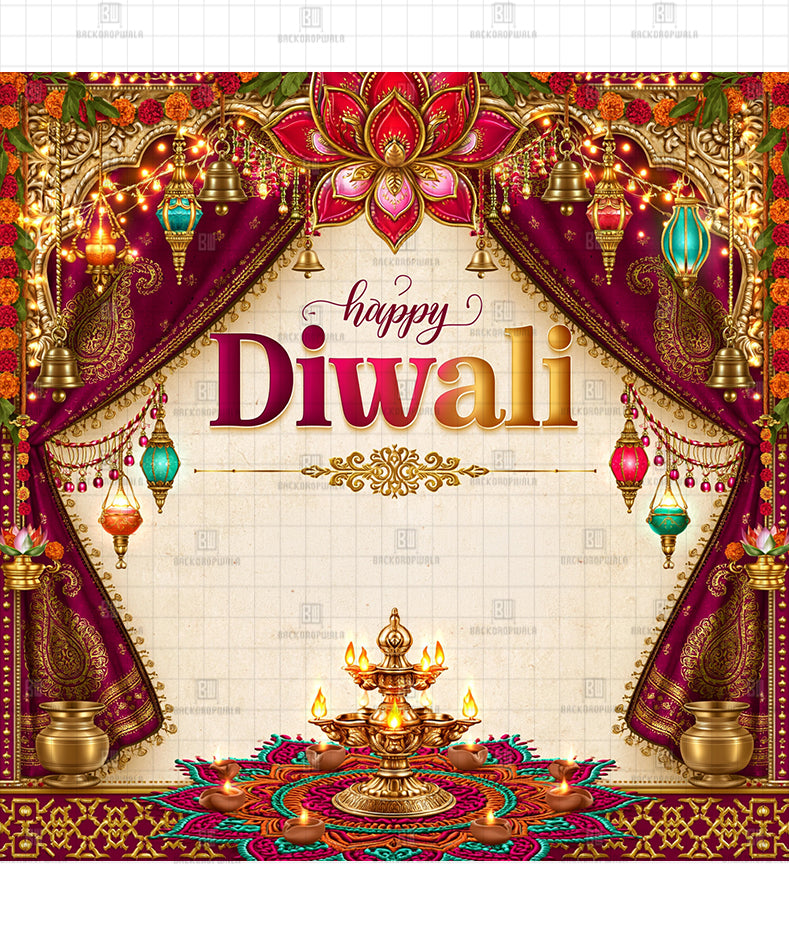 Grand Palace Jharokha Printed Diwali Decoration Backdrop