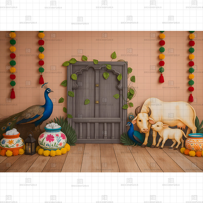 Rural Festival Courtyard Printed Baby Backdrop