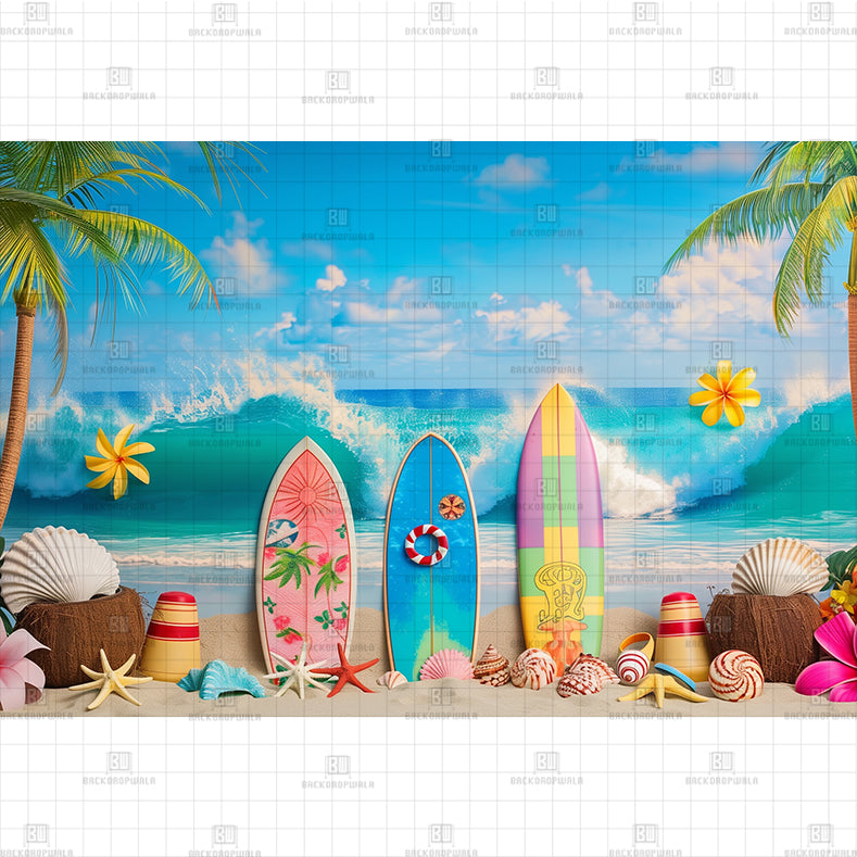 Tropical Tide & Blooms Setup Printed Baby Backdrop