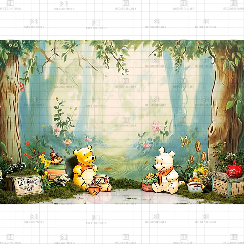 Pooh’s House Printed Baby Backdrop