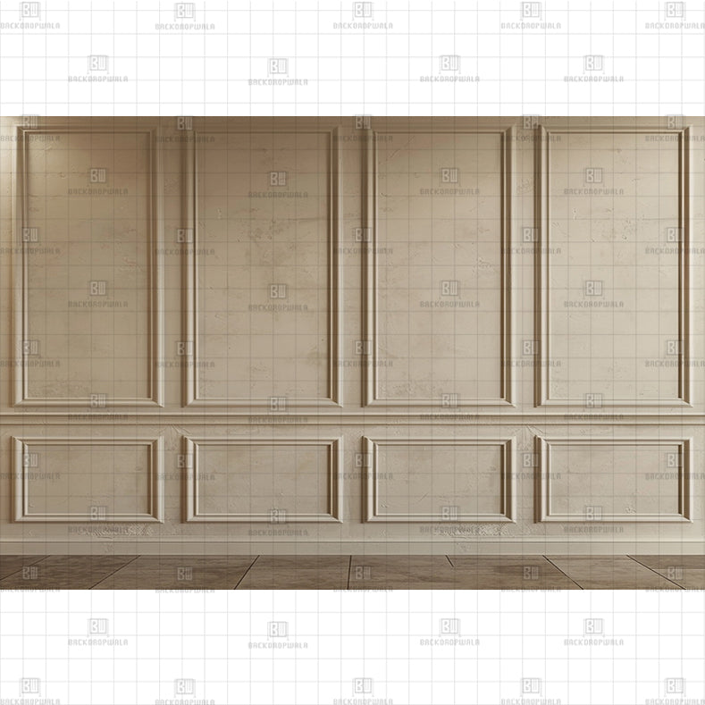 Elegant Beige Wainscot backdrop Printed Baby Backdrop