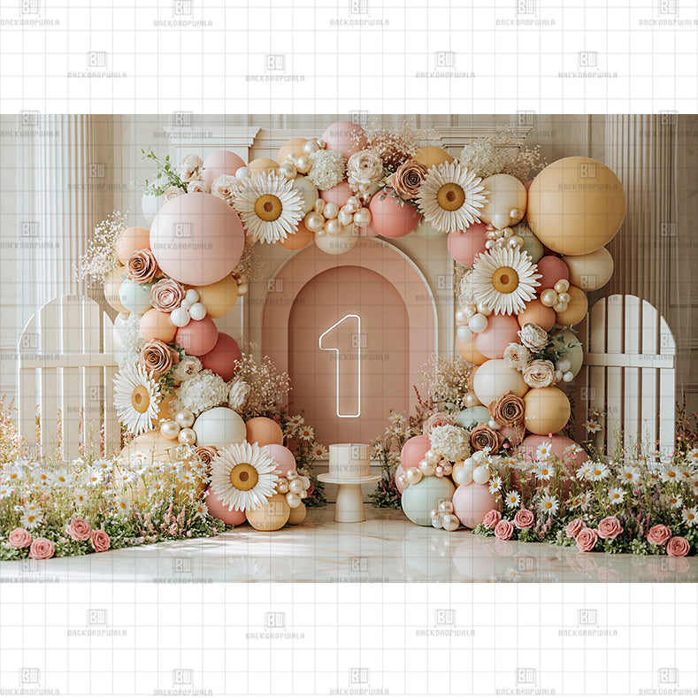 Blossom Birthday Printed Baby Backdrop