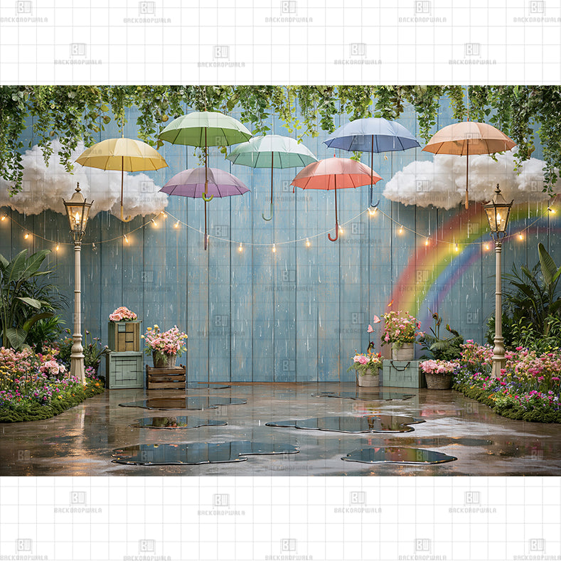 Charming Rain Shower Printed Baby Backdrop