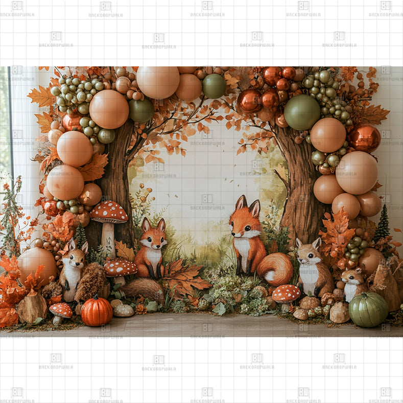 Woodland Fox Autumn Printed Baby Backdrop
