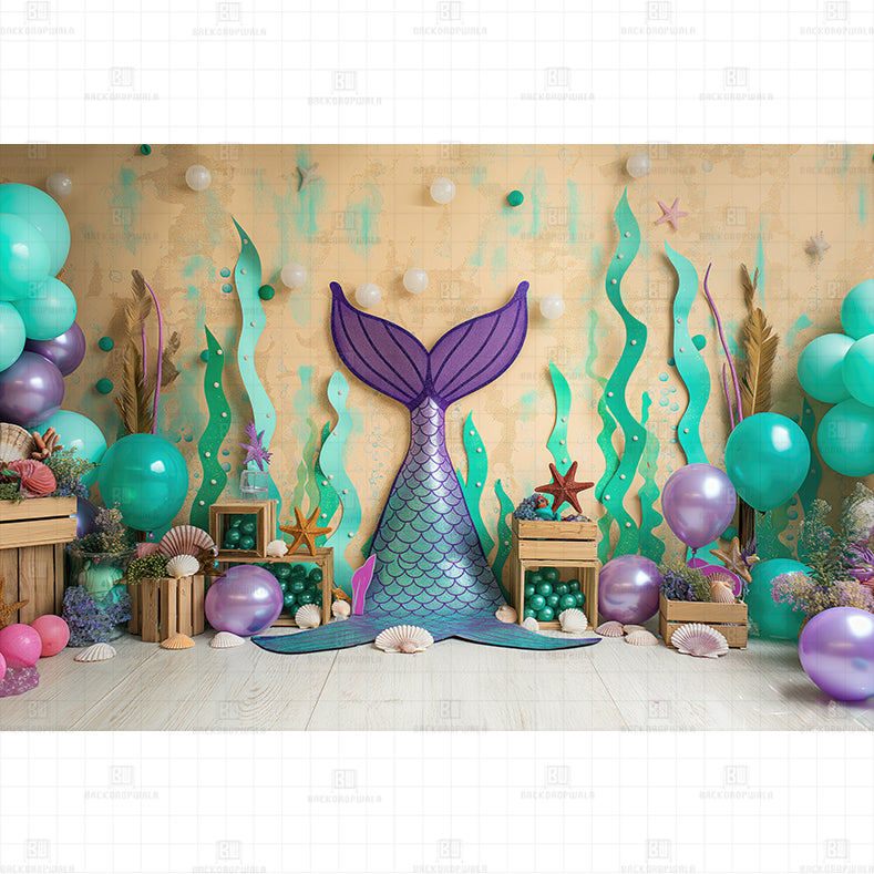 Mermaid Tail printed Baby Backdrop