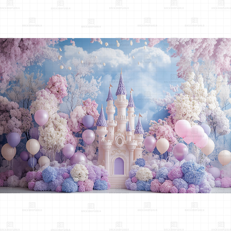 Lavender Blossom Castle Printed Baby Backdrop
