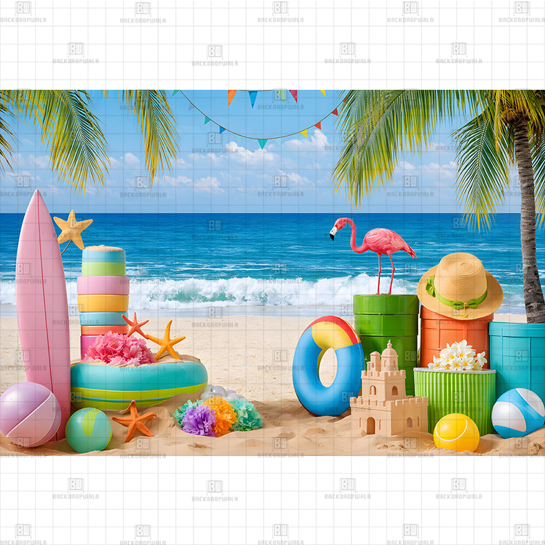 Seaside Summer Dreams Setup Printed Baby Backdrop