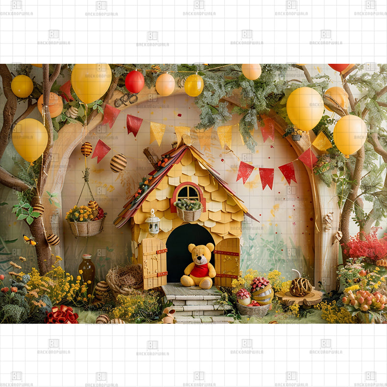 Pooh & Piglet Printed Baby Backdrop