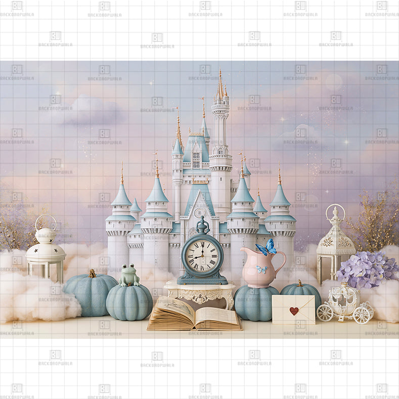 Pastel Dream Castle Printed Baby Backdrop