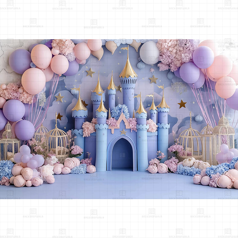 Pastel Dream Castle Printed Baby Backdrop