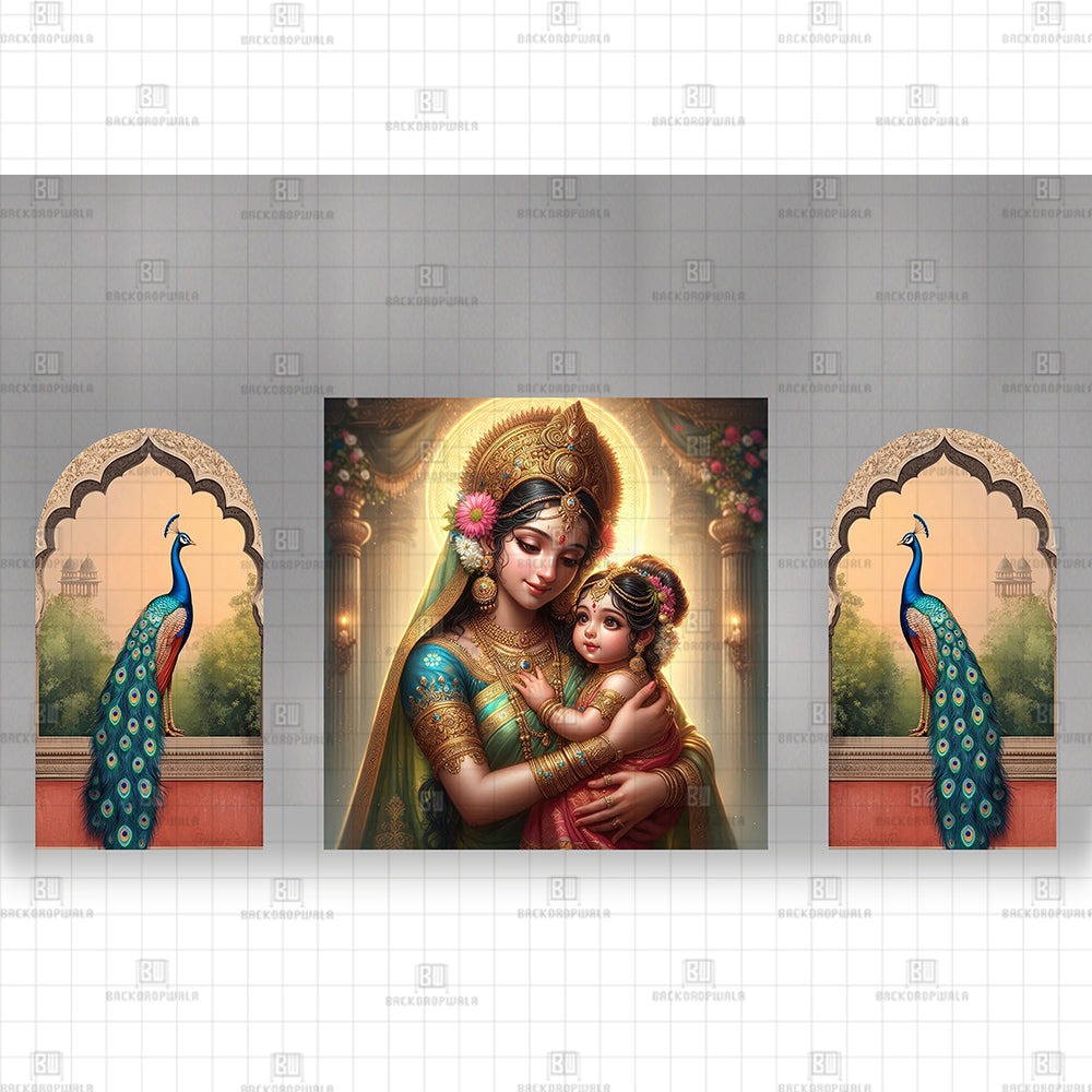 Royal Peacock & Divine Mother Printed Event Backdrop