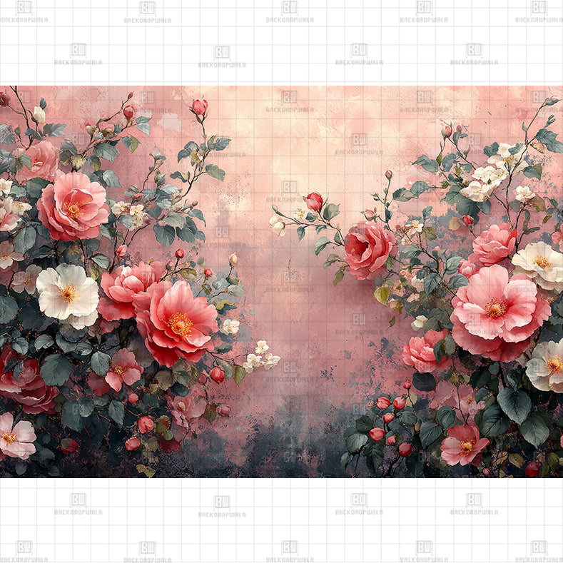 Vintage Rose Elegance Backdrop Printed Born Baby Backdrop