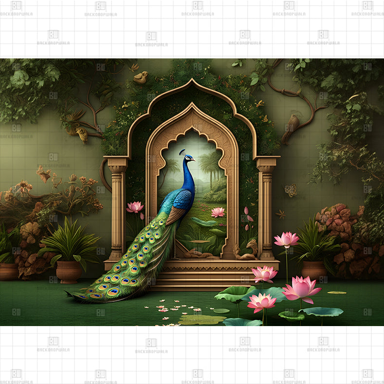 Lotus Garden Archway Printed Baby Backdrop