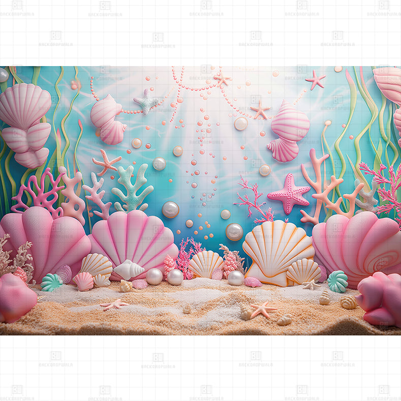 Shell Shore printed Baby Backdrop