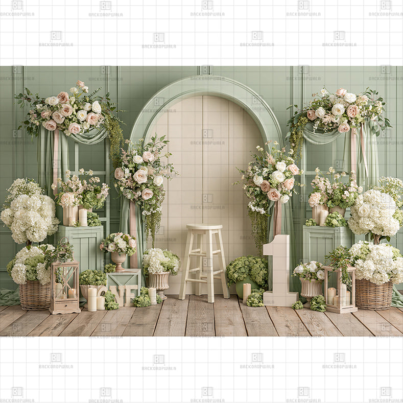 Pastel Paradise Birthday Printed Baby Backdrop