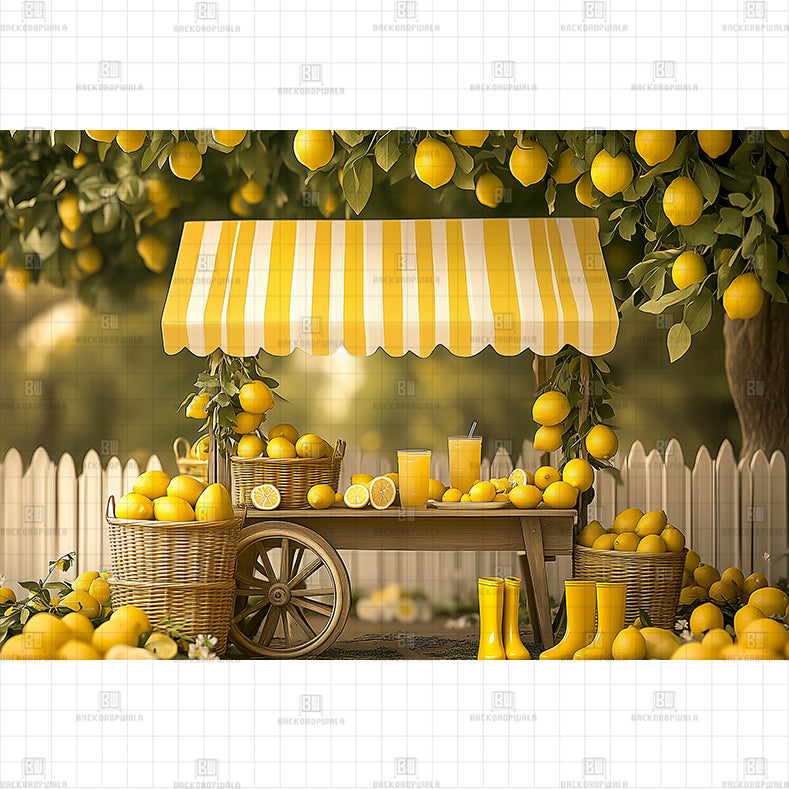 Lemon Tree Cart Printed Baby Backdrop