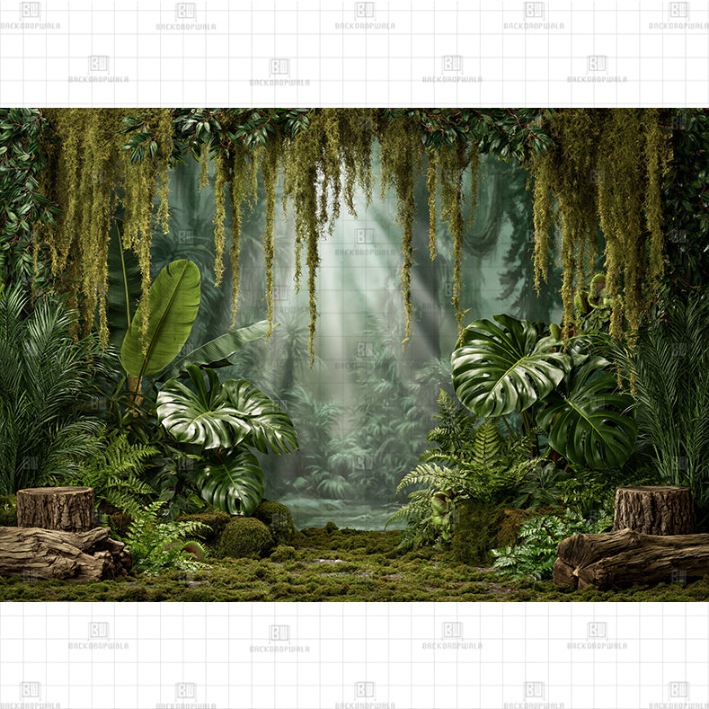 Jeep In The Jungle Printed Baby Backdrop