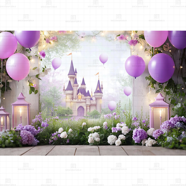 Enchanted Lavender Castle Printed Baby Backdrop