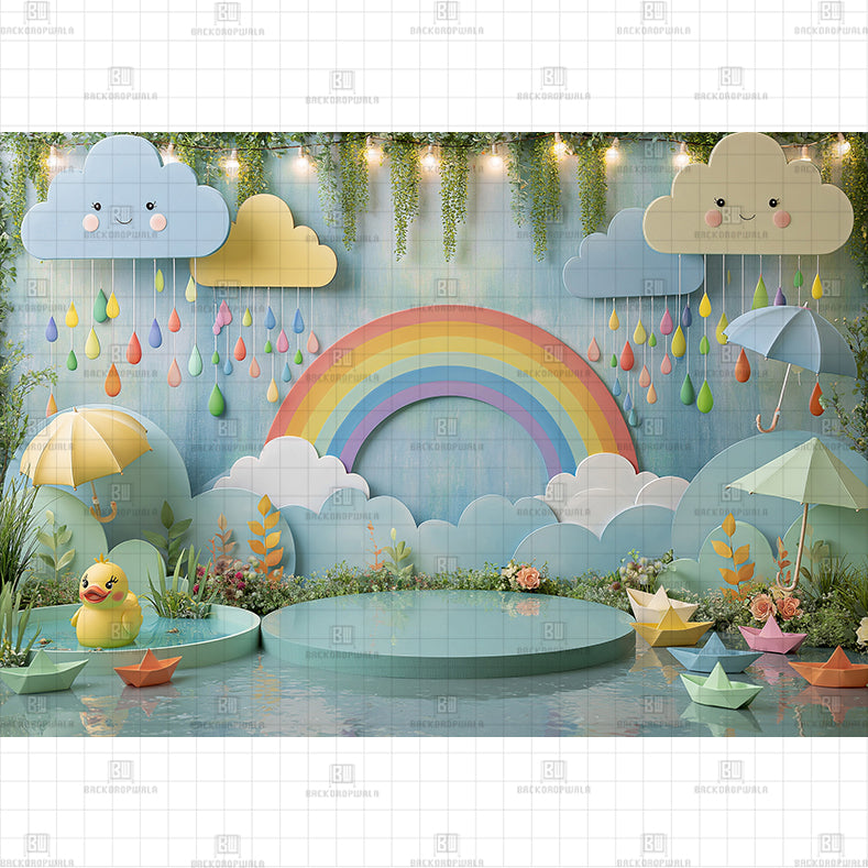 Enchanted Rainbow Pond Printed Baby Backdrop