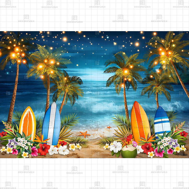 Coral Coast Celebration Setup Printed Baby Backdrop