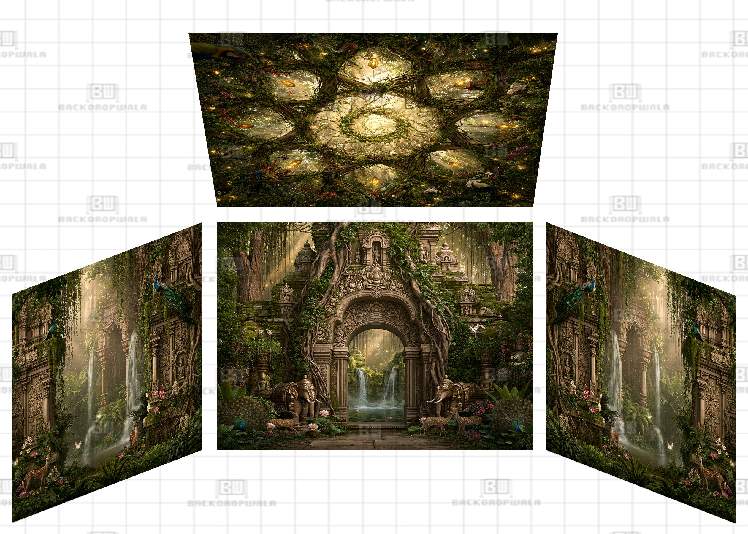 The Ancient Overgrown Jungle Shrine Theme Ganesh Pandal Backdrop